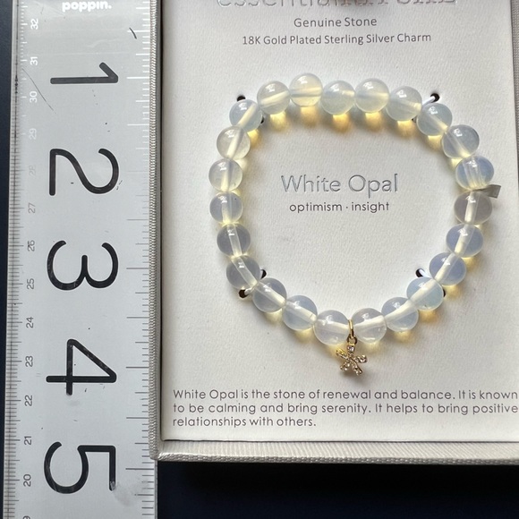 ESSENTIAL RITUAL White Opal 18k gold plated sterling silver charm bracelet *NEW - Picture 6 of 7